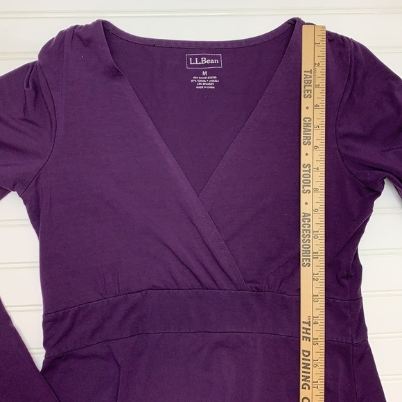 L.L. Bean purple wrap bodice long sleeve dress M - Picture 6 of 11